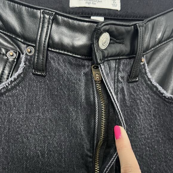 Abercrombie & Fitch Jeans The '90s Relaxed Leather Mix Black 26/2S Curve Love - Picture 4 of 10